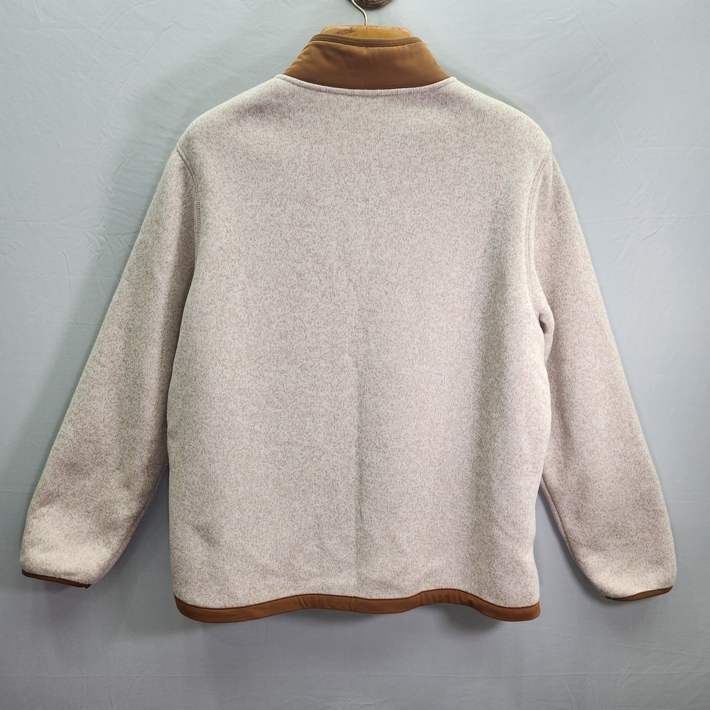 George Men's Zip-Up Sweater - Cream with Brown Trim XL (46-48) - Picture 4 of 15